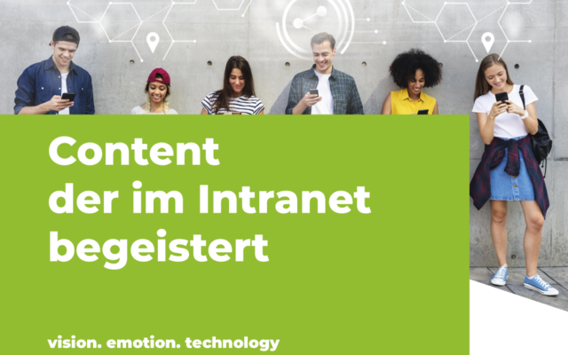 zufriedene Mitarbeiter sehen sich Content im Intranet an