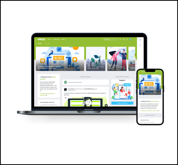 Haiilo app on laptop and smartphone